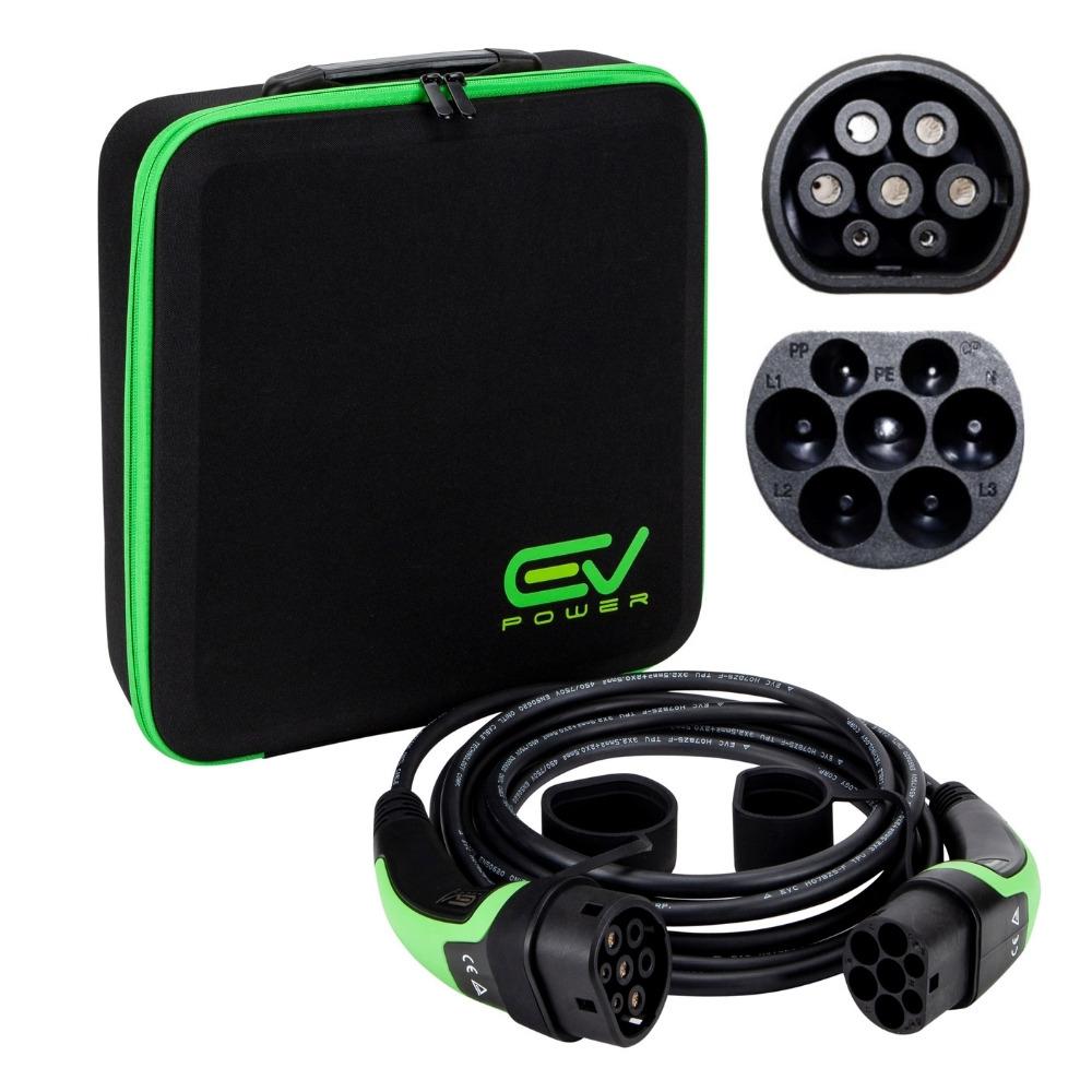 Câble Charge Type 2 EV 22 KW 5m - 32A 3 Phases - Charge Rapide Compatible Tesla, BMW, Mercedes, Porsche Taycan