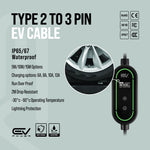 Type 2 to 3 Pin Charging Cable