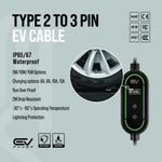 Type 2 to 3 Pin Charging Cable
